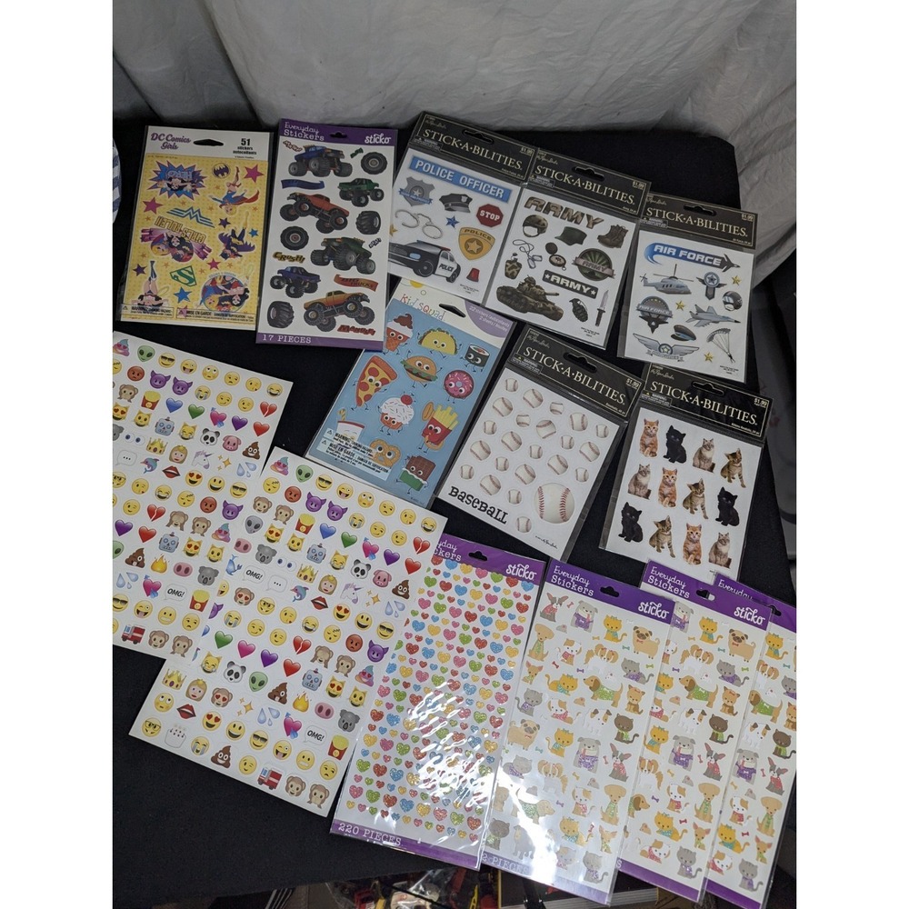Over 800 lot Stickers emojis monster truck dc comics Girls Police Army air force